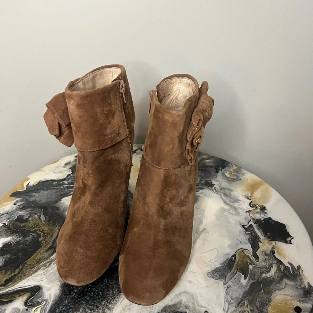 Kate Spade New York Brown Suede Ankle Booties with Bow